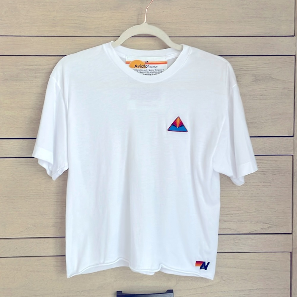 Aviator Nation White Pyramid Boyfriend Tee